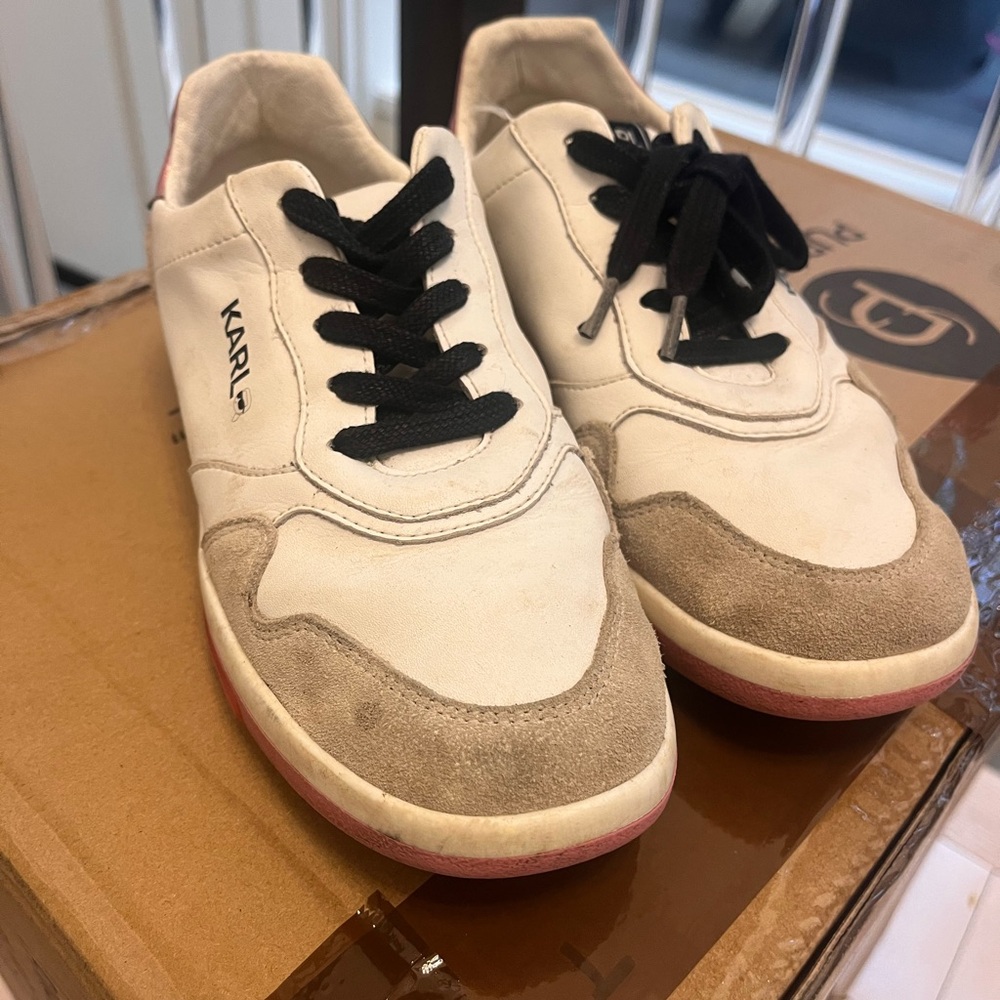 Karl Lagerfeld Kids Sneakers in White and Tan